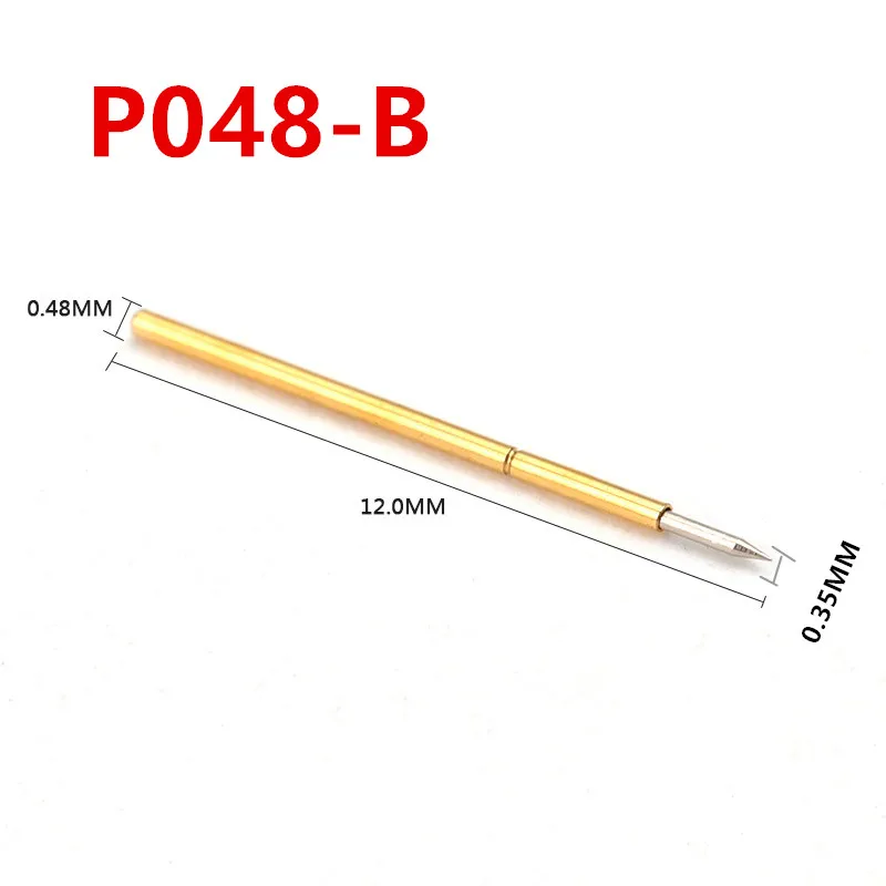 100PCS/box P048-B Pointed Spring Test Probe Needle Tube Outer Diameter 0.48mm Total Length 12mm PCB Test Pin