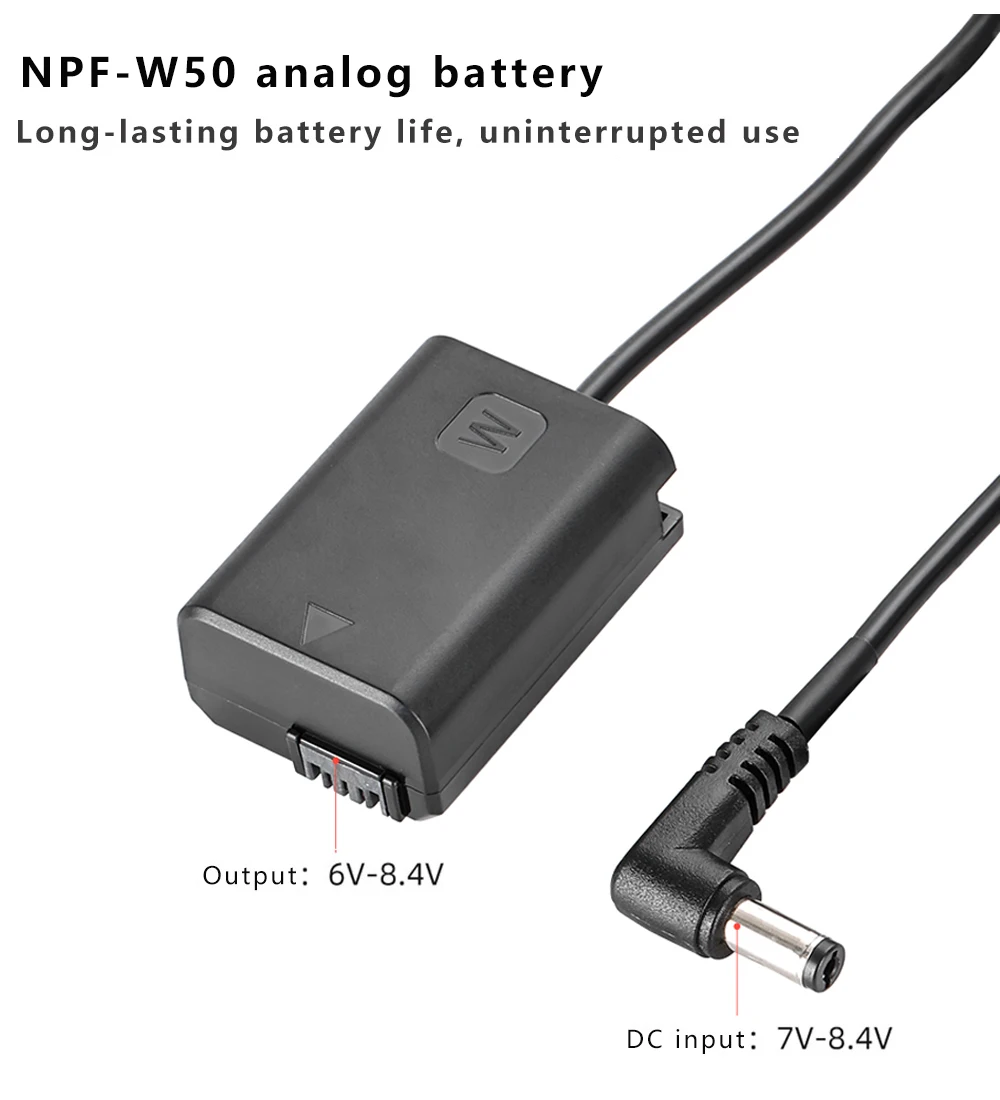 NP-FW50 Dummy Battery DC Coupler Power Adapter for Sony Alpha 7 a7 a7S a7II a7R A3000 A5000 A6000 NEX5 NEX3 NEX