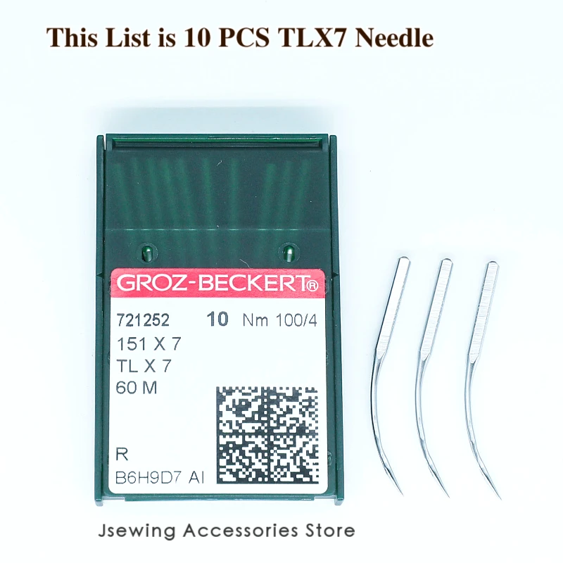 10PCS TLX7 Groz-Beckert Needles For Industrial 60M Singer Merrow Curved Serger Overlock Machine Needles  Accessories 151X7