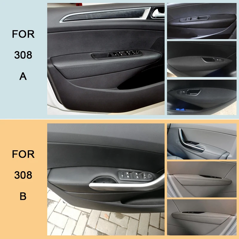 Microfiber Lederen Armsteun Cover Voor Peugeot 308 2009 2010 2011 2012 2013 2014 Auto Binnendeur Armsteun Panel Cover trim