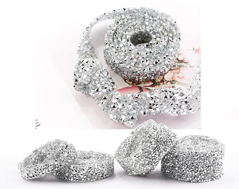 1 Yard Nähzubehör Kristallmotiv Strass Hotfix Strassband Applikatorband mit Strasssteinen zum Aufbügeln für Kleider – Detail 11