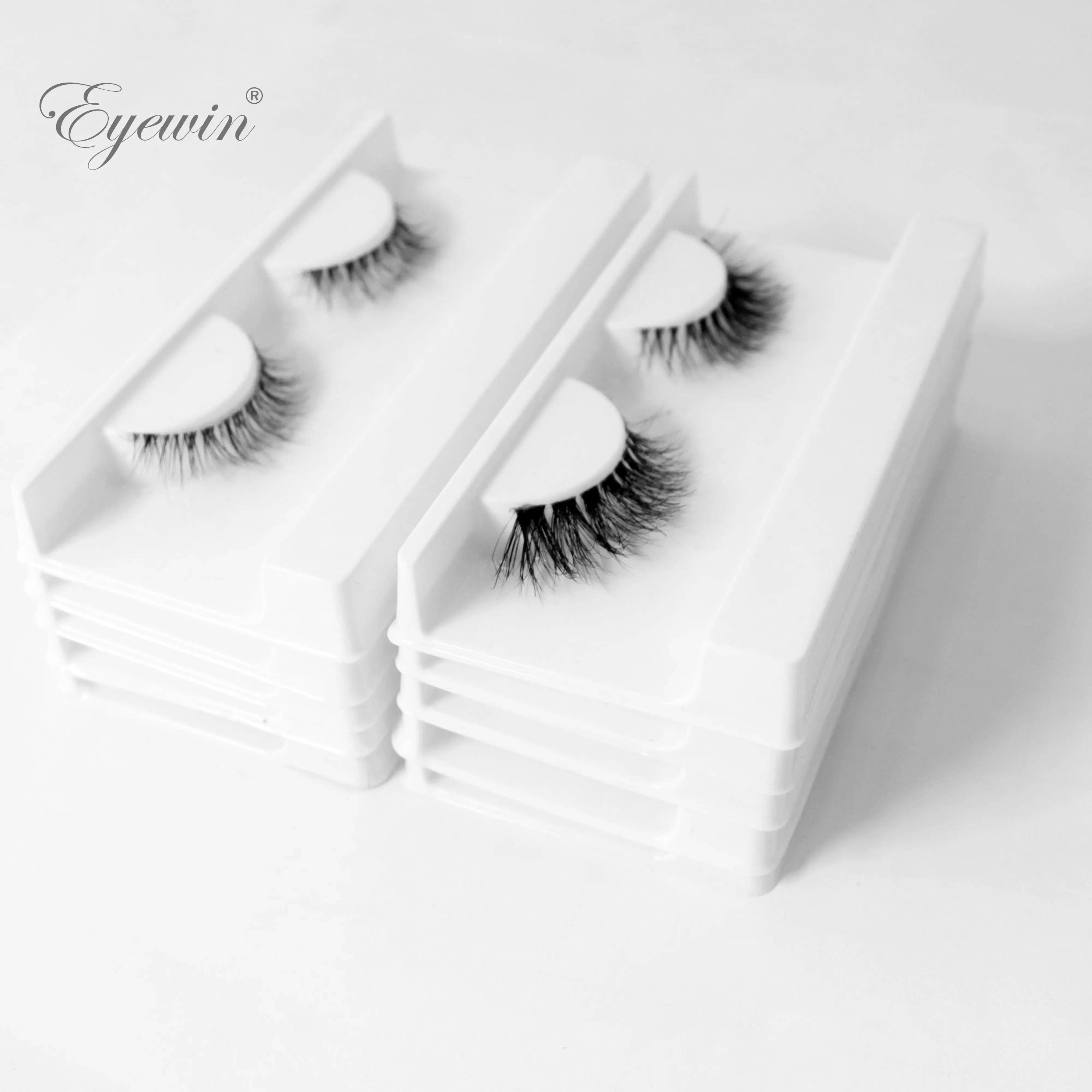 Eyewin 3D Mink Invisible Lash Handmade Crisscross Eyelashes Clear Band Soft Strip Eyelash Natural Long Wispy False Lashes Makeup