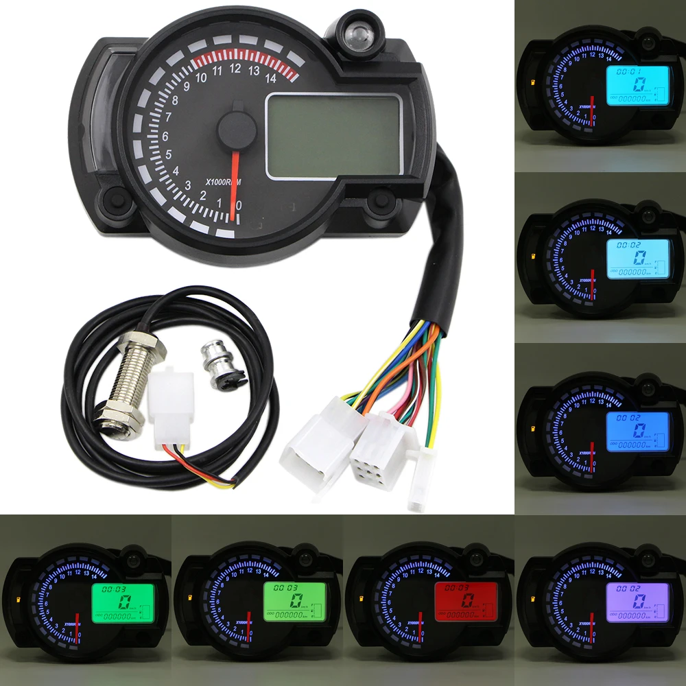 

15000rpm Motorcycle Instrument Speedometer Odometer Tachometer Trip Meter LCD Digital Gauge 12V Universal