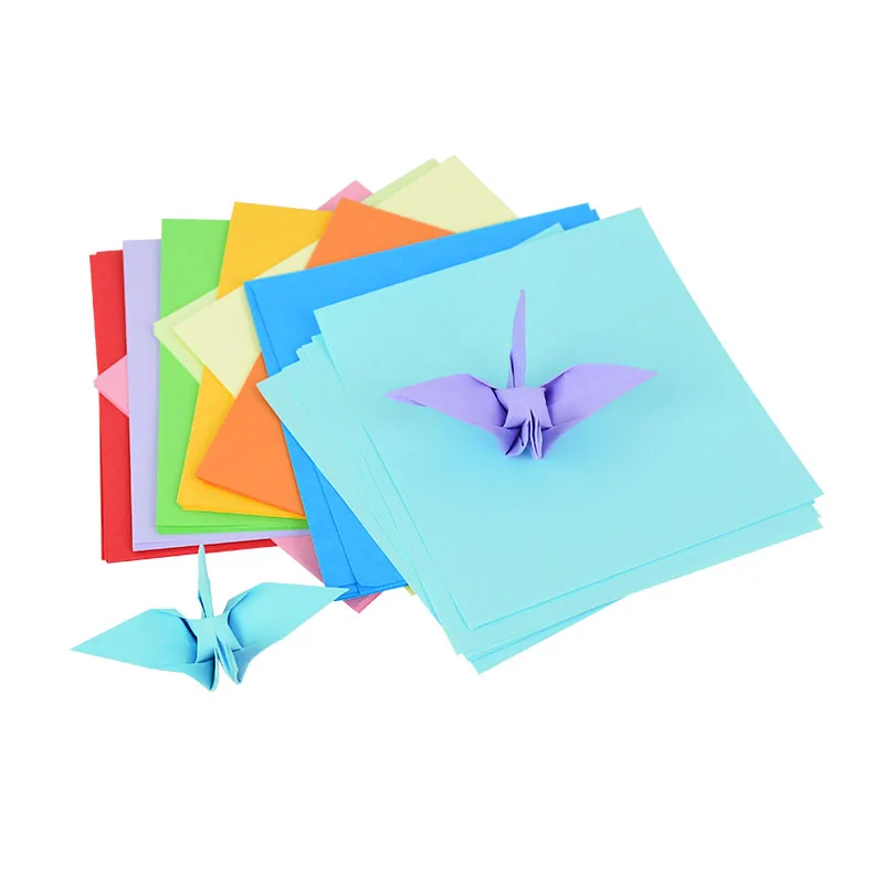 100pcs Origami Square Paper Double Sided Folding Lucky Wish Paper Crane Craft DIY Colorful Scrapbooking 8x8/10x10/12x12/15x15cm