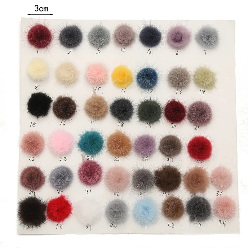 10pcs Pompom Decoration 3cm Big Pompon Faux Fur Pompony Soild Color Pompones Manualidades DIY Popom Pom Trim Craft Supplies