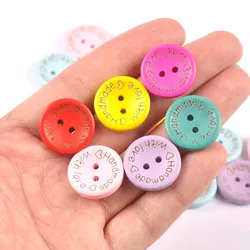 50Pcs Candy Color Wooden Button 