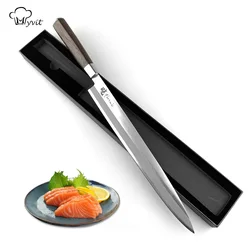 Cuchillo Sashimi para cortar Sushi, cuchillos de Chef japonés, rebanador de fileteado de pescado Sashimi, acero inoxidable de alto carbono con caja