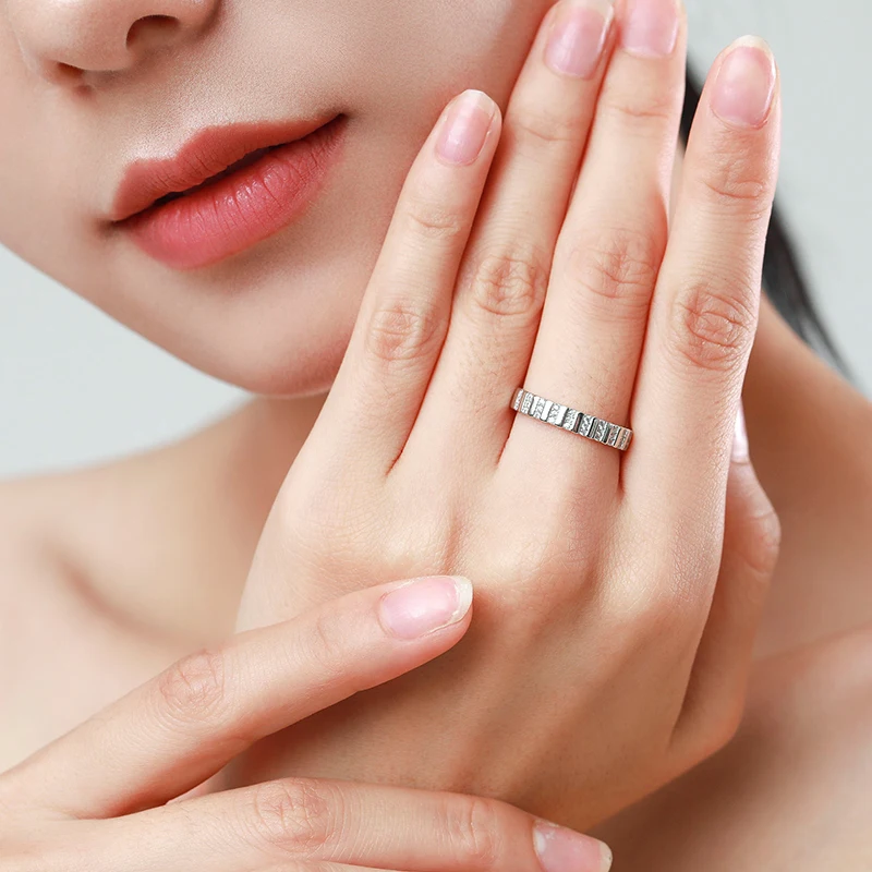 Ailmay Top Quality Real 925 Sterling Silver Trendy Charm Dazzling Clear CZ Geometry Finger Ring For Women Elegant Jewelry Gift