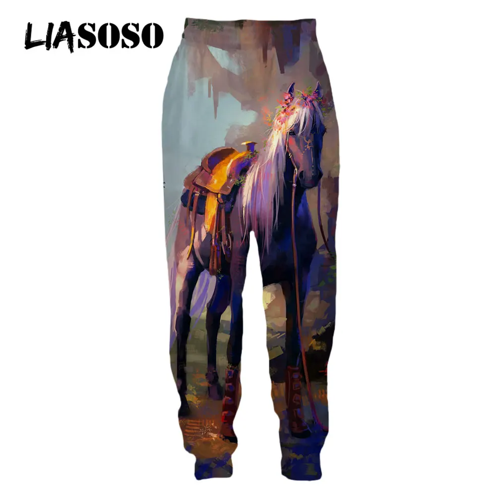 LIASOSO 3D Print Robust Horses Snow Anime Horse Animals Sweatpants Men's Women Sweat Pants Jogging Casual Hip Pop Fitness Pants