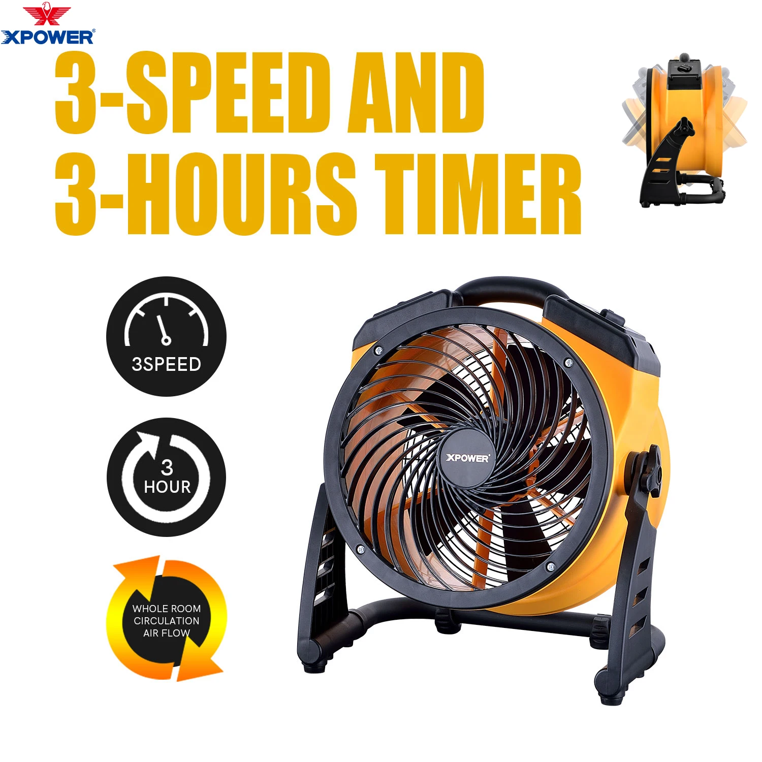 XPOWER 360 ° rotating Industrial Fan Office Air Blower Electric Air Axial Fan Carpet Dryer Floor Blower Utility Air Circulator