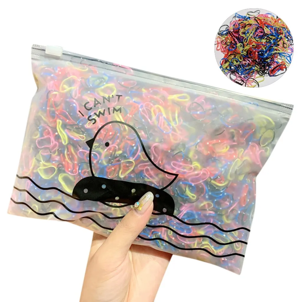 

1000pcs/pack Colorful Scrunchies Girls Elastic Hair Tie Bands Headband Children Ponytail Holder Bands Kids Hair Accessories Gift