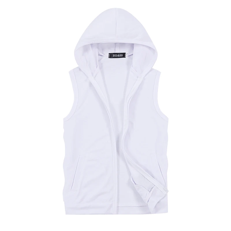 2025 New Men\'s Sleeveless Hooded Jacket, Zipper Control White Blue Grey This Coat Is Perfect for Spring Summer Fall 5xl