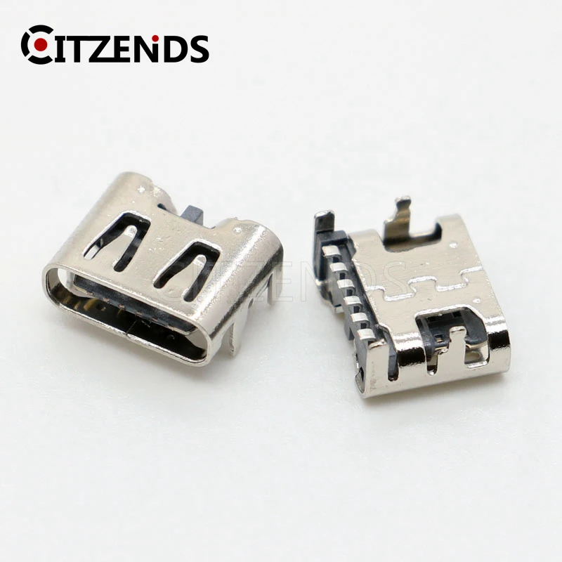 100pcs/lot USB 6Pin Type-C Connector Micro USB Socket Type C USB 3.1 Female Placement DIP For Mobile Phone high current charging