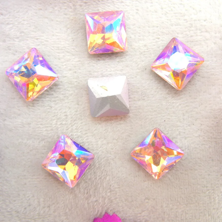 AB Farben 8mm 10mm 12mm Ausgefallene Quadratische Form Klebe-Glaskristalle Strass Handwerk Ornament Zubehör DIY Verzierung – Detail 5