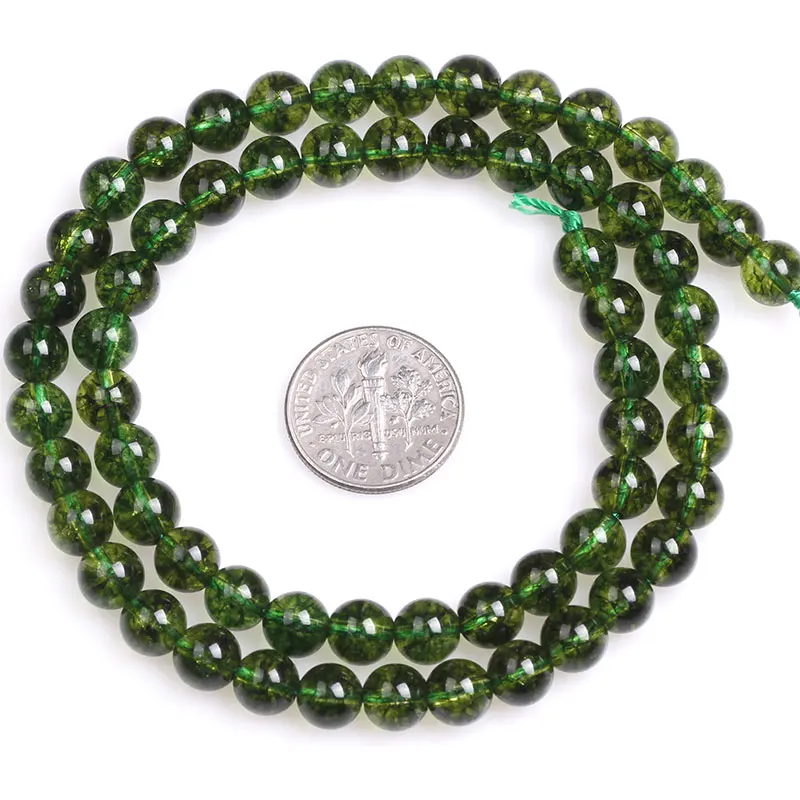 Round Green Peridot Beads For Jewelry Making Strand 15 inch DIY Fashion Bracelet Necklace Jewelry Loose Bead 6mm 8mm