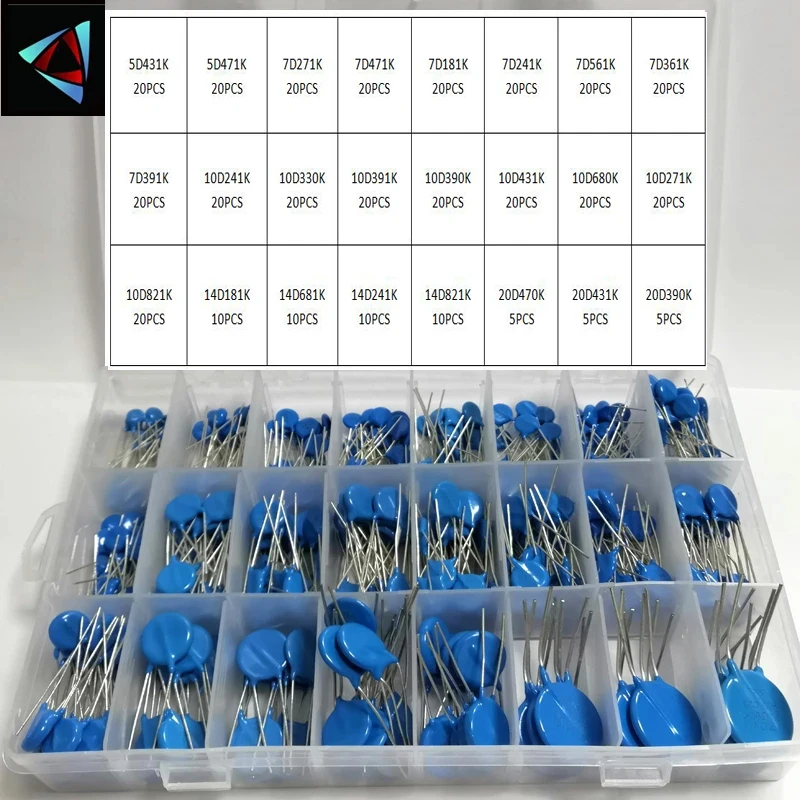 395 stks/partij 24 Waarden 5D431K ~ 20D390K Veelgebruikelijke Weerstanden 10D Set Varistor Weerstand Pack Diverse Kit DOOS