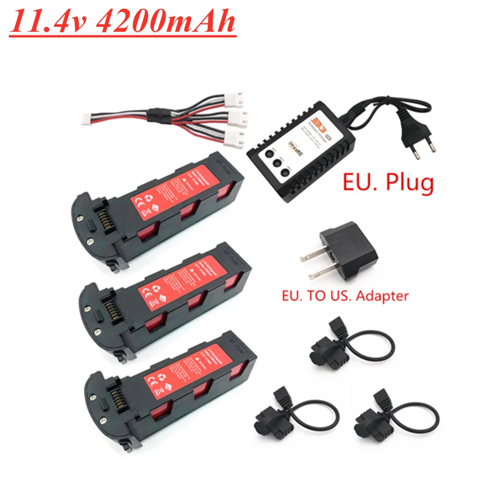 

Upgrade 11.4v 4200mAh Battery for Hubsan H117S Zino GPS RC FPV Racing Camera Drones Quadcopter Parts 11.4V Battery Charger Set