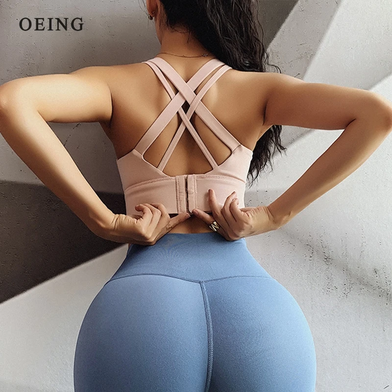 Yoga Bra Woman High Impact Sports Bra Cross Back Gym Workout Running Push Up Bra Crop Top Quick Dry Stretchy Fitness Top