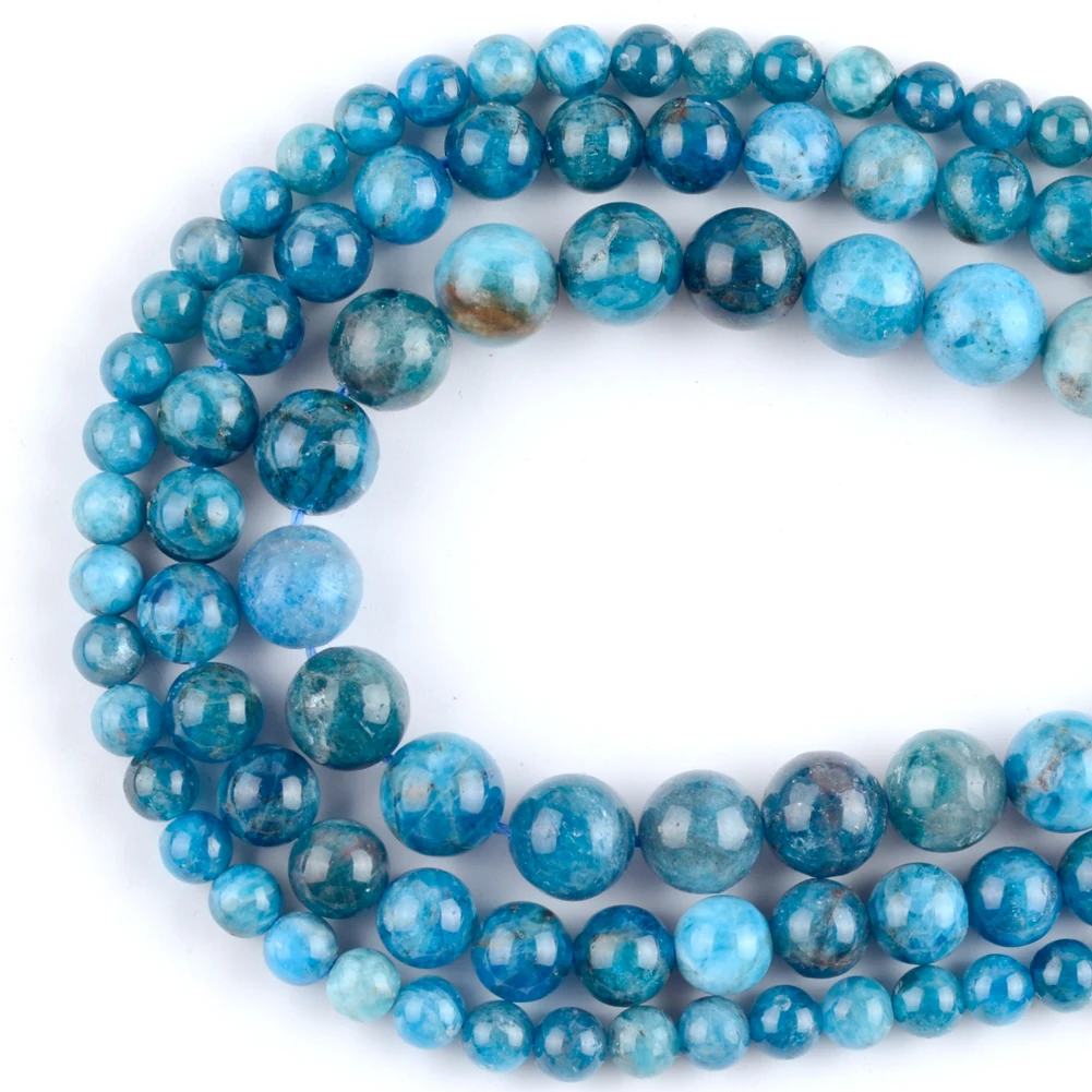 Natural A+ Blue Apatite Stone Round Loose Spacer Beads For Jewelry Making DIY Bracelet Handmade 6/8/10/12mm