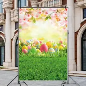 Yeele背景写真撮影春自然景観イースターの花の緑の草卵intreior背景photocall