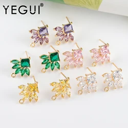 YEGUI M1123,jewelry accessories,18k gold plated,copper metal,zircons,charms,hand made,diy earrings,jewelry making,10pcs/lot
