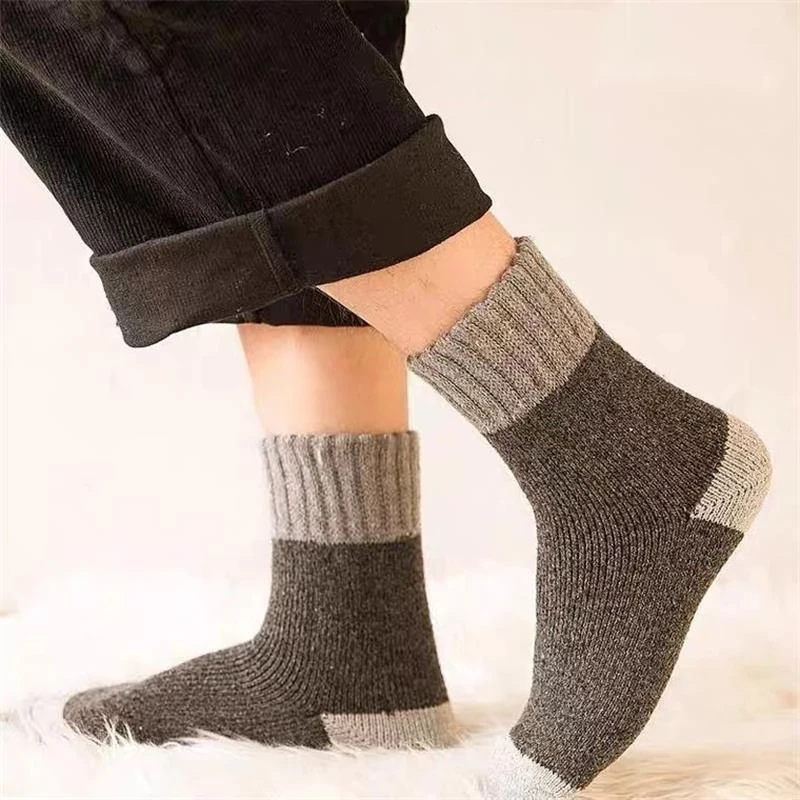 5Pairs/Lot Winter Thicken Wool Socks Men\'s High Quality Towel Keep Warm Sock Cotton Christmas Gift Socks For Male Thermal 38-45