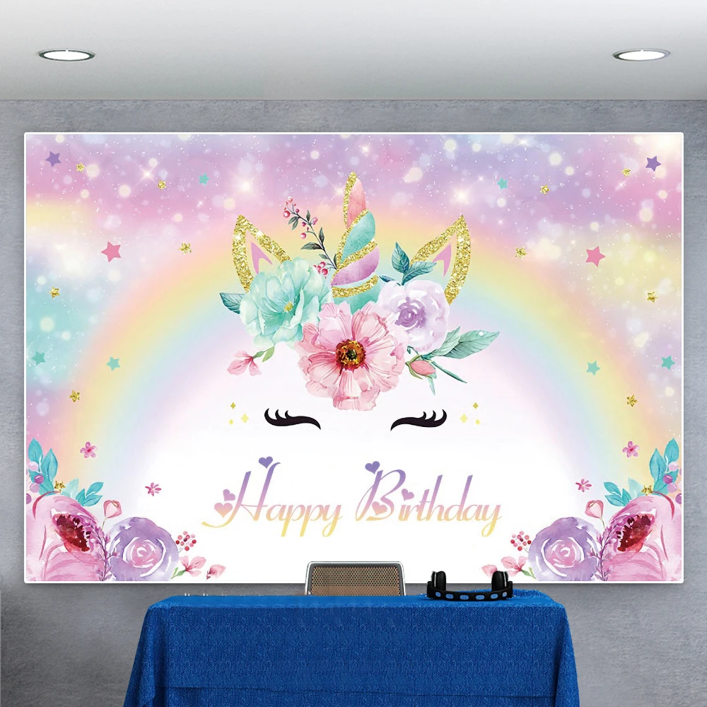 Yeele Dreamlikeวันเกิดยูนิคอร์นStar Glitters Light Bokehดอกไม้การถ่ายภาพเด็กฉากหลังการถ่ายภาพตกแต่งพื้นหลัง