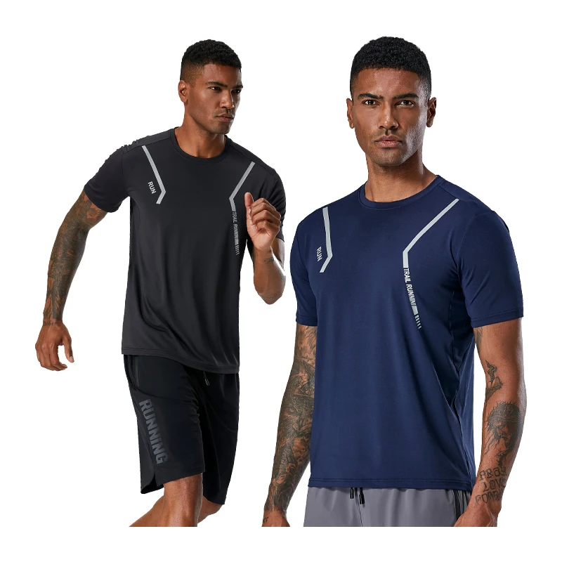 Men Workout Tshirts Quick Dry Short Sleeve Outdoor Training Sportswear Tee Breathable Mesh Running Bodybuilding Shirt