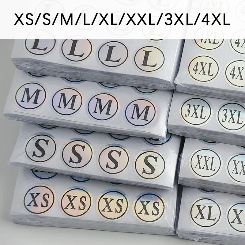 1960pcs Reflective Paper Stickers Labels For Clothing Size Adhesive Printed Tags DIY Decoration Supplies XS S M L XL XXL 24mm