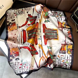 Designer Hairband 100% Natual Silk Square Scarf Women Print Soft Shawl Hijab Headband Poncho 2023 Neckerchief Female Bandana