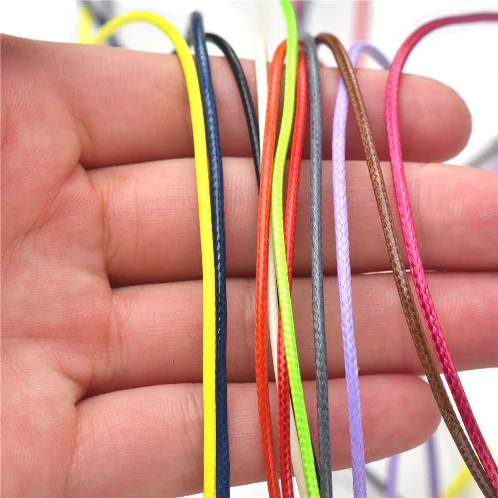 Image 4: Cordon en Polyester ciré coréen, 10M/11Yards, 1.5mm, Imitation cuir noir, fil ciré, chaîne tressée pour accessoires de fabrication de bijoux