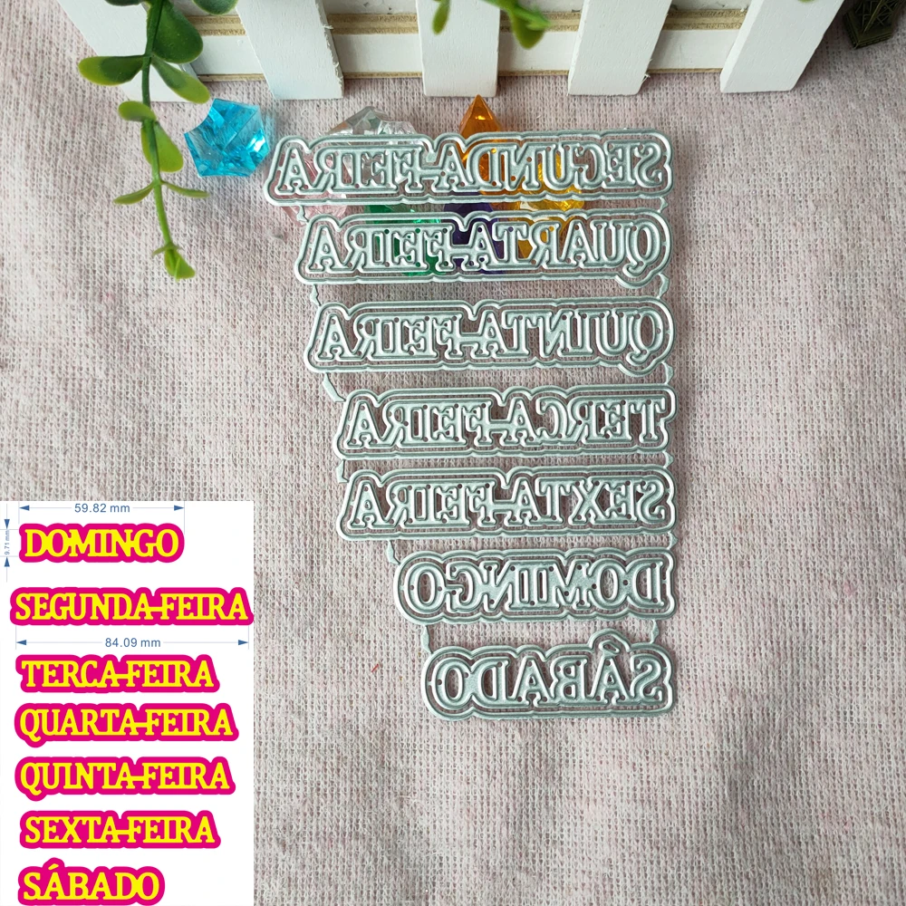 

New 7Pcs 1 week words metal cutting Die mold frame for scrapbook photo album decoration carving handmade paper card