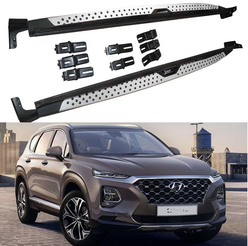 2Pcs left right Aluminium side step fits for Hyundai all new Santa Fe 2019-2023 santafe running board Nerf bar pedal protector