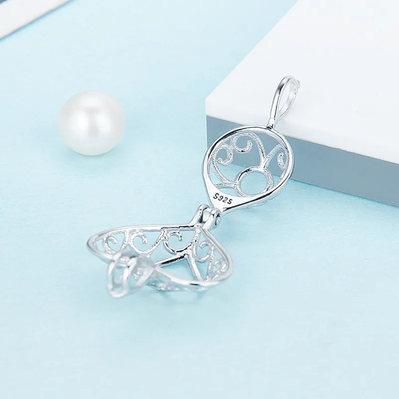 CLUCI 3pcs Silver 925 Heart Shaped Pearl Locket Women Pendant for Necklace Jewelry 925 Sterling Silver Cage Pendant SC105SB