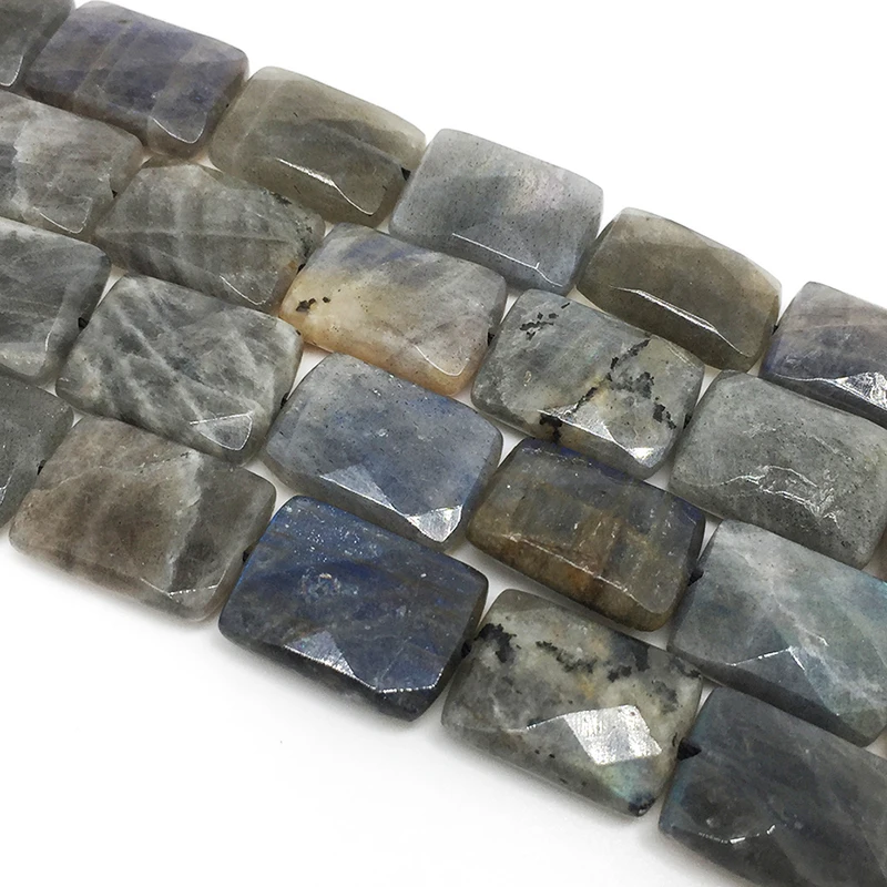 Pedra natural blu-ray labradorite grânulos facetado forma retângulo solto para fazer jóias diy colar pulseira 15 888x12mm