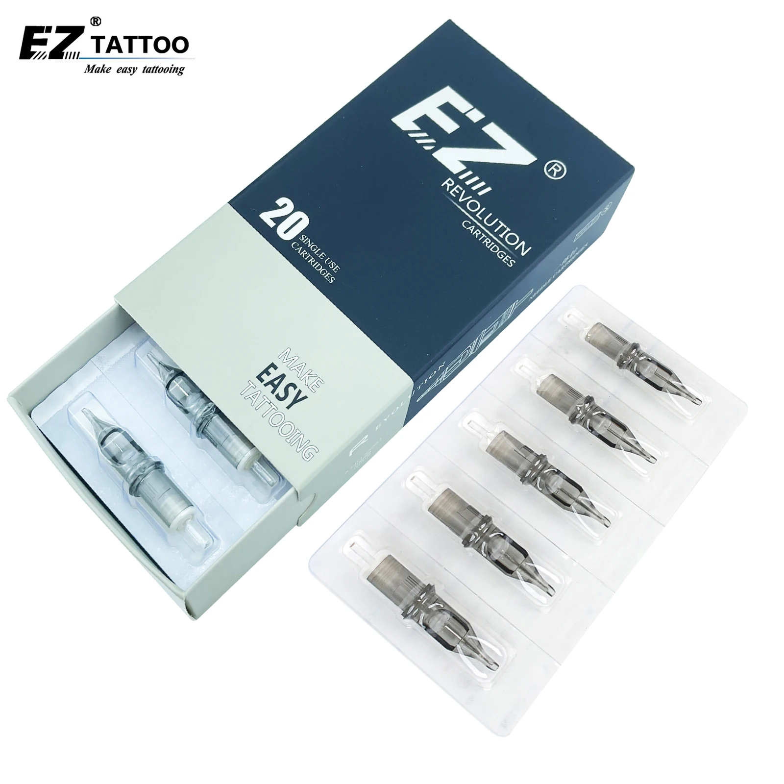 EZ Revolution Tattoo Needles Cartridge Round Liners  #10 0.30mm  L-Taper 5.5mm for Cartridge Tattoo Machine & Grips 20PCS/Box