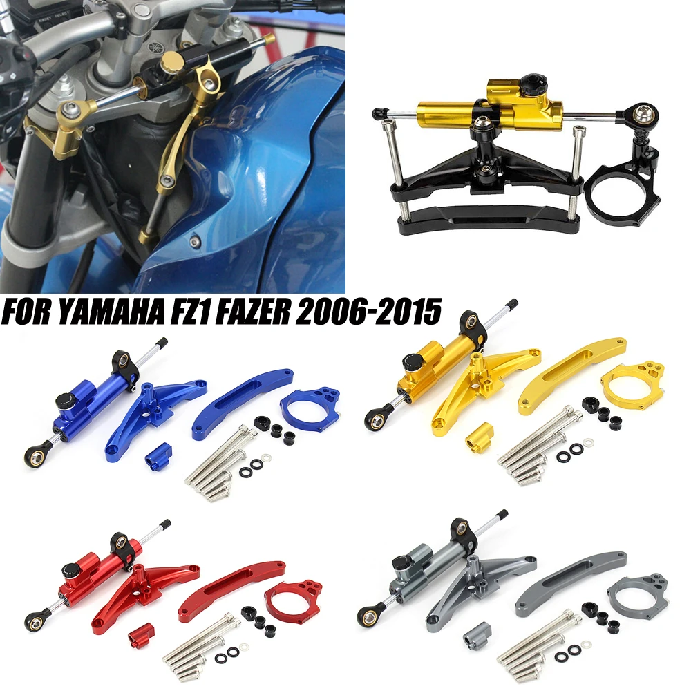 Motorcycle CNC Aluminum Steering Damper Bracket Set Stabilizer Linear Dampers Mounting Support For Yamaha FZ1 FAZER 2006 - 2015