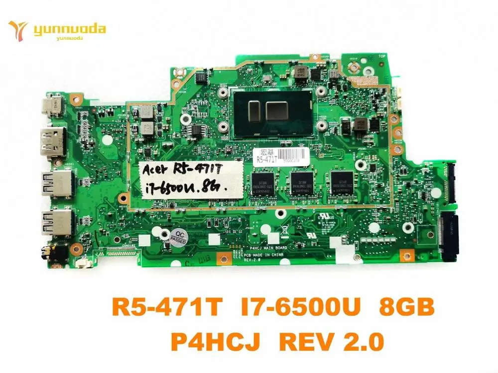 Original for ACER  R5-471T laptop motherboard R5-471T  I7-6500U  8GB   P4HCJ  REV 2.0  tested good free shipping