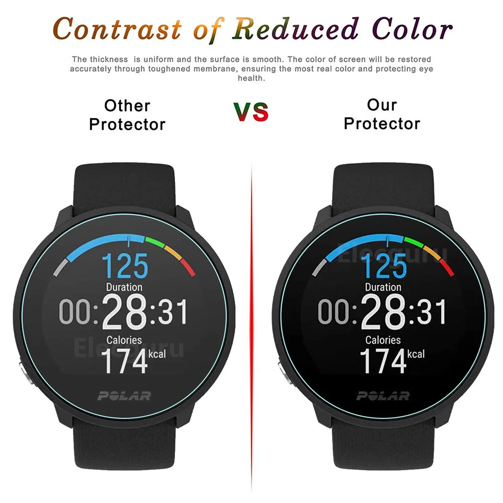 فيلم زجاجي مقوى لساعة اللياقة ، واقي شاشة شفاف ، مضاد للكسر ، مقاوم للخدش ، 3 قطعة