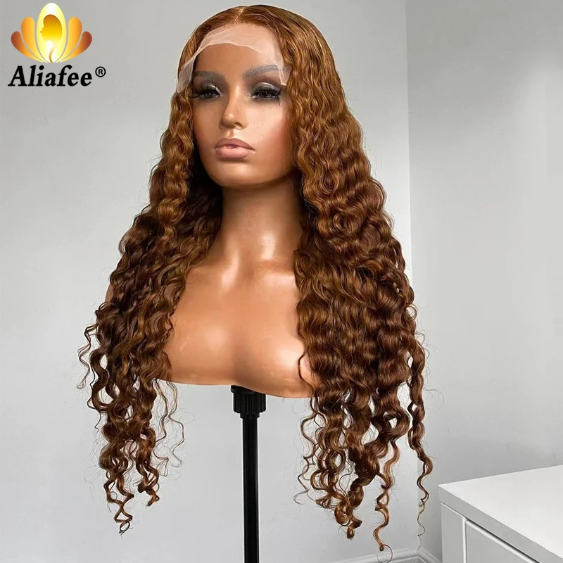 Brown Wig 13x4 Water Wave Human Hair Lace Front Wigs Brazilian Remy Water Wave Wigs Pre Plucked 5x5 Lace Closure Human Hair Wig