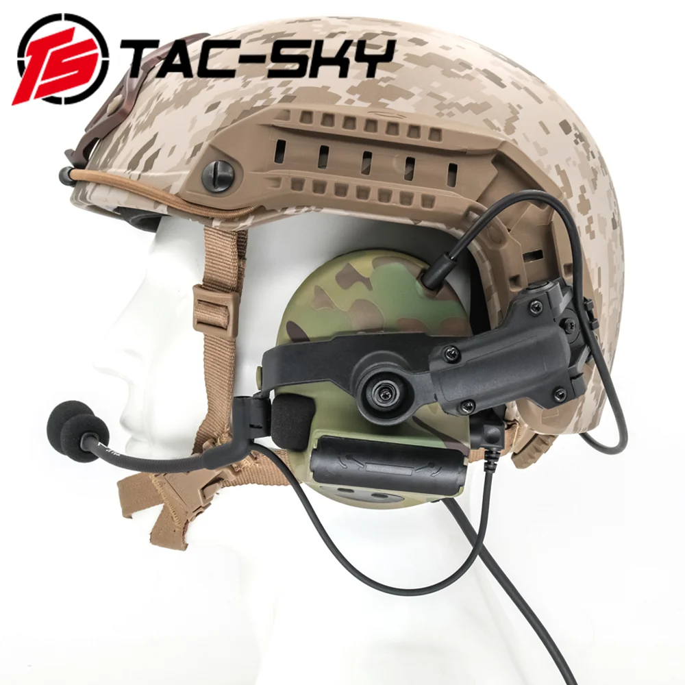 TAC-SKY Tactical Noise Reduction Pickup Headphone COMTAC II Helmet ARC Track Bracket Version Suitable for Outdoor Hunting Sports