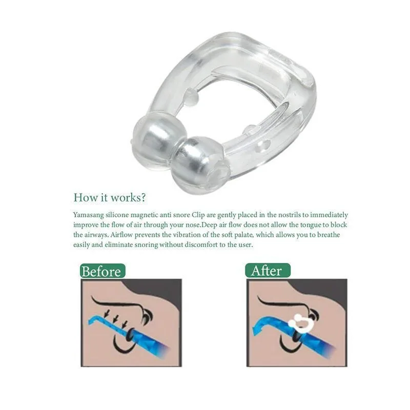 جهاز شخير لوقف الشخير صغير مغناطيسي من السيليكون لمنع الشخير من النوم الجيد لسدادة شخير النوم