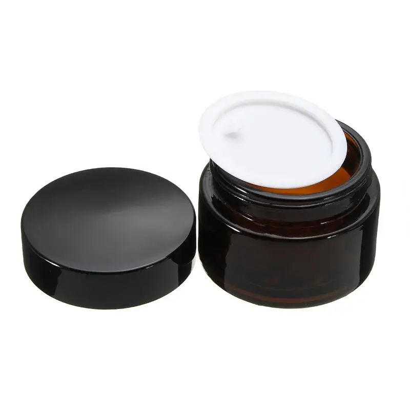 

30/40PCS 5g 10g Small Amber Glass Cream Jars with Black Lid Emtpy Mini Brown Glass Sample Jar Cosmetic Loose Powder Pot