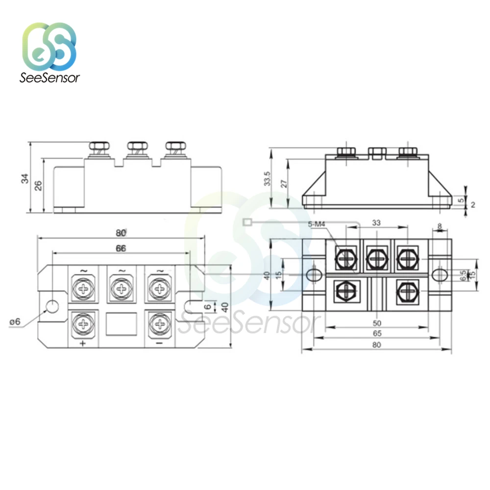 MDS150A 3-Phase Diode Bridge Rectifier 150A Amp 1600V Copper Metal Case Diode Bridge Control