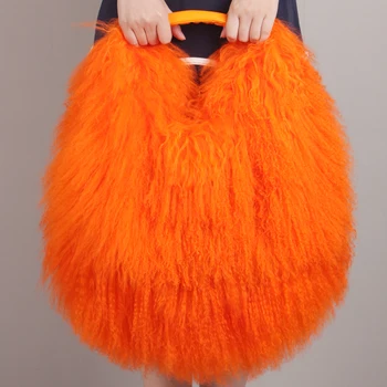 Ethel Anderson-bolsos de piel de Mongolia Real para mujer, bolsos de hombro de felpa de piel de cordero suave, bolso Hobo, monedero de gran capacidad
