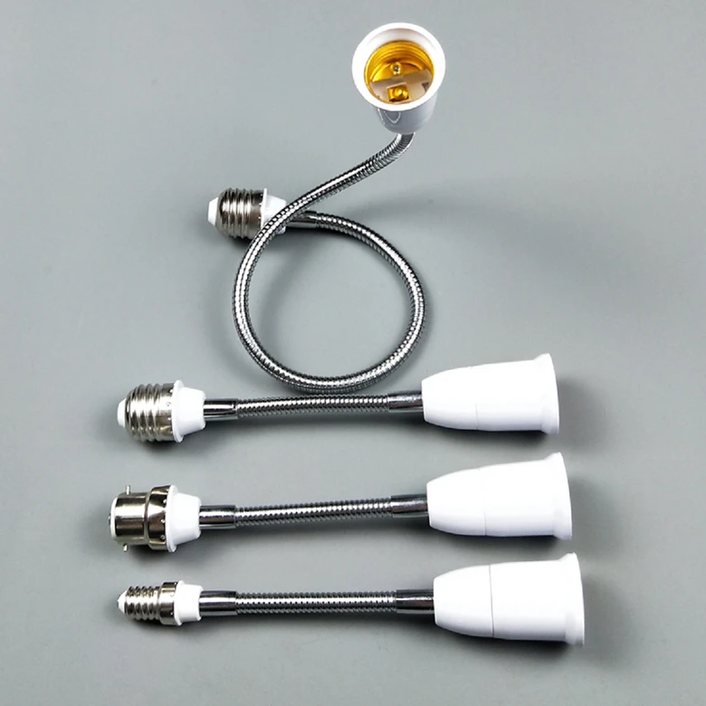 2pcs Flexible E27/E14/B22 To E27 LED Lamp Base Bulb Socket with 20CM 30CM 40CM 50CM 60CM Extension Light Holder Converters