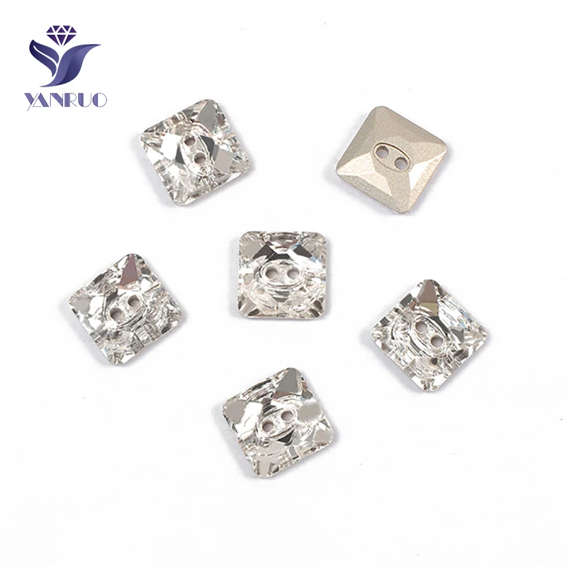 YANRUO 3017 All Sizes Crystal Clear Square Luxury Glass Rhinestones Sewing Items Decorative Buttons For Crafts