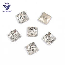 YANRUO 3017 All Sizes Crystal Clear Square Luxury Glass Rhinestones Sewing Items Decorative Buttons For Crafts