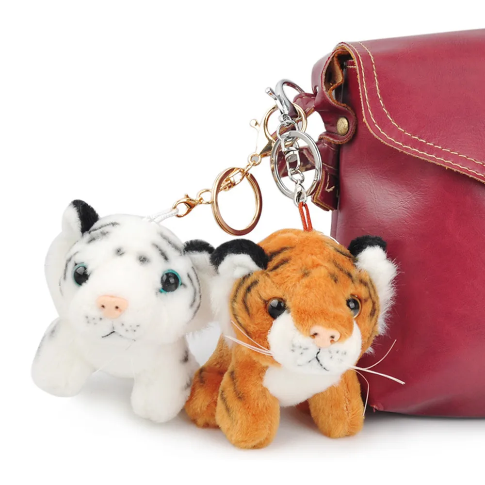 Plush Key Chain Stuffed Animal Cute Tiger Toy Charm Keyring Cute Keychain For Kids Bag Backpack Handbag Hanging Pendant