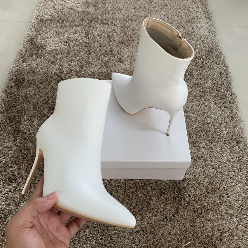 8/10CM High Heel Shoes Women Leather Ankle Boots Woman Winter Boot Ladies Snow Thin Heels Shoe